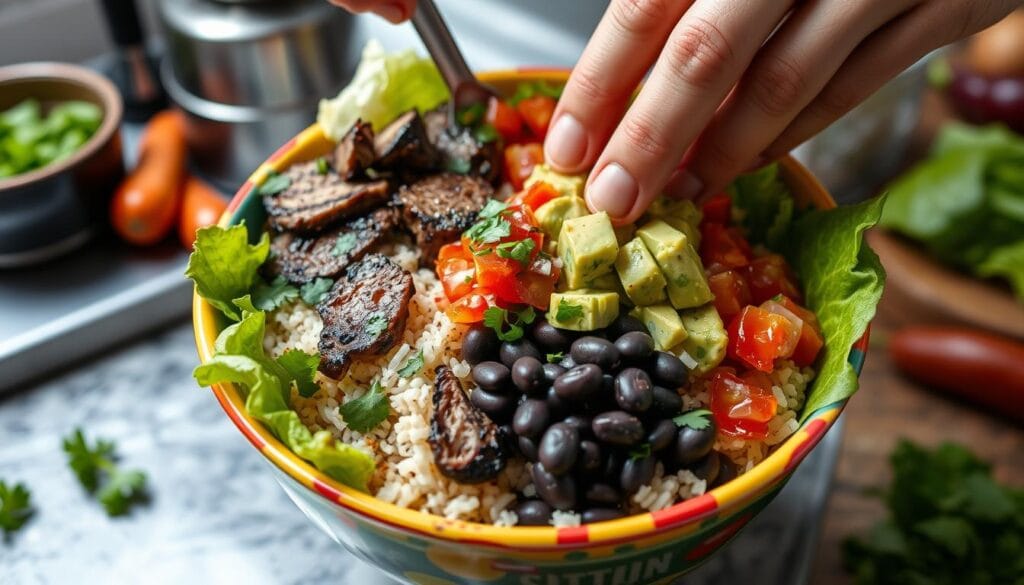 Chipotle Steak Protein Bowl Assembly