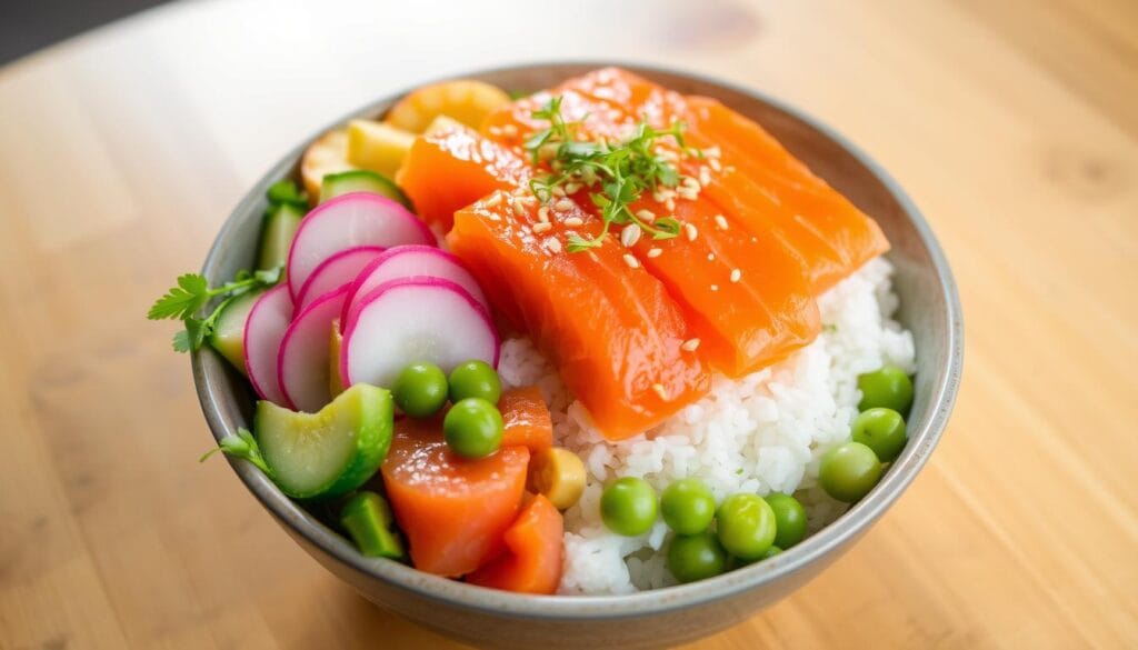 Salmon Poke Bowl Presentation